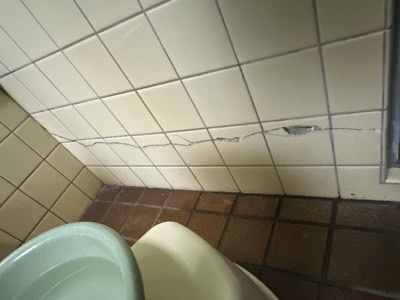 地震によるバスタイルクラック被害